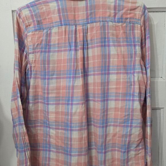 Chaps Woman's Multi-Colored Plaid Long Sleeve Button Down Short size M - Picture 3 of 8